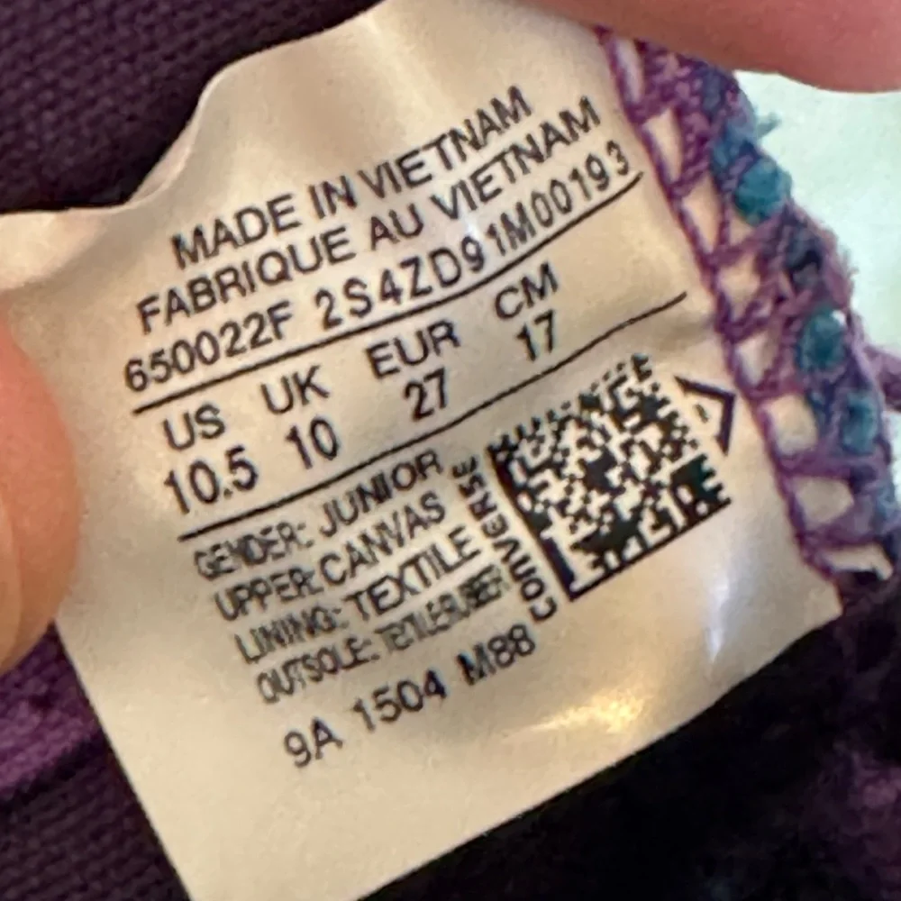 Converse Blue High-Tops with Purple Details Kids Size 10.5